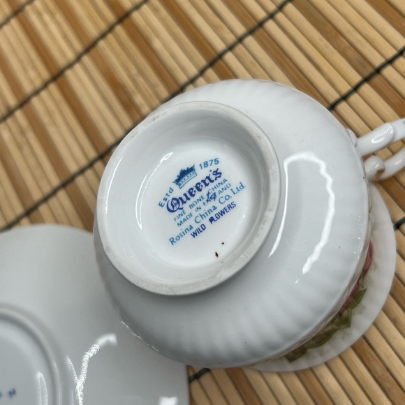 Vintage Queen’s Rosina China Tea Cup & Saucer Set WILD FLOWERS #14 England - Picture 9 of 12